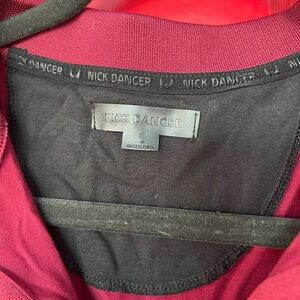 Nick Danger Large Short Sleeve Shirt Quart Zip Red Burgundy Sport Lightweight